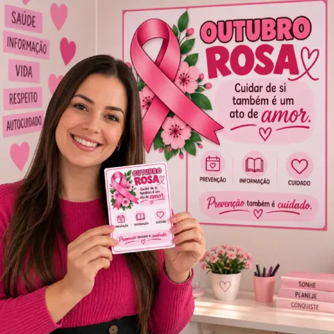 KIT OUTUBRO ROSA — PAINEL + LEMBRANCINHA — amostra 3: Uma proposta delicada e impactante para trabalhar o Outubro Rosa com…