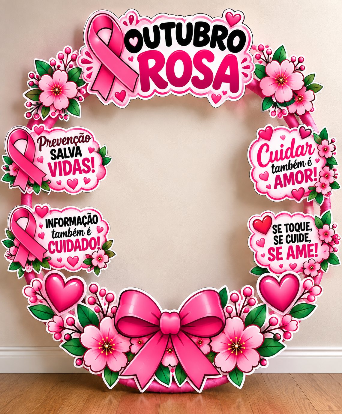 Kit Outubro Rosa para Bambolê – Decoração para Fotos — capa do material
