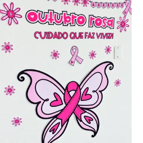 Kit Outubro Rosa para Imprimir – Painel Borboleta e Bambolê — amostra 1: O material inclui