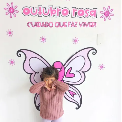 Kit Outubro Rosa para Imprimir – Painel Borboleta e Bambolê — amostra 3: Kit Outubro Rosa com painel fotográfico de…