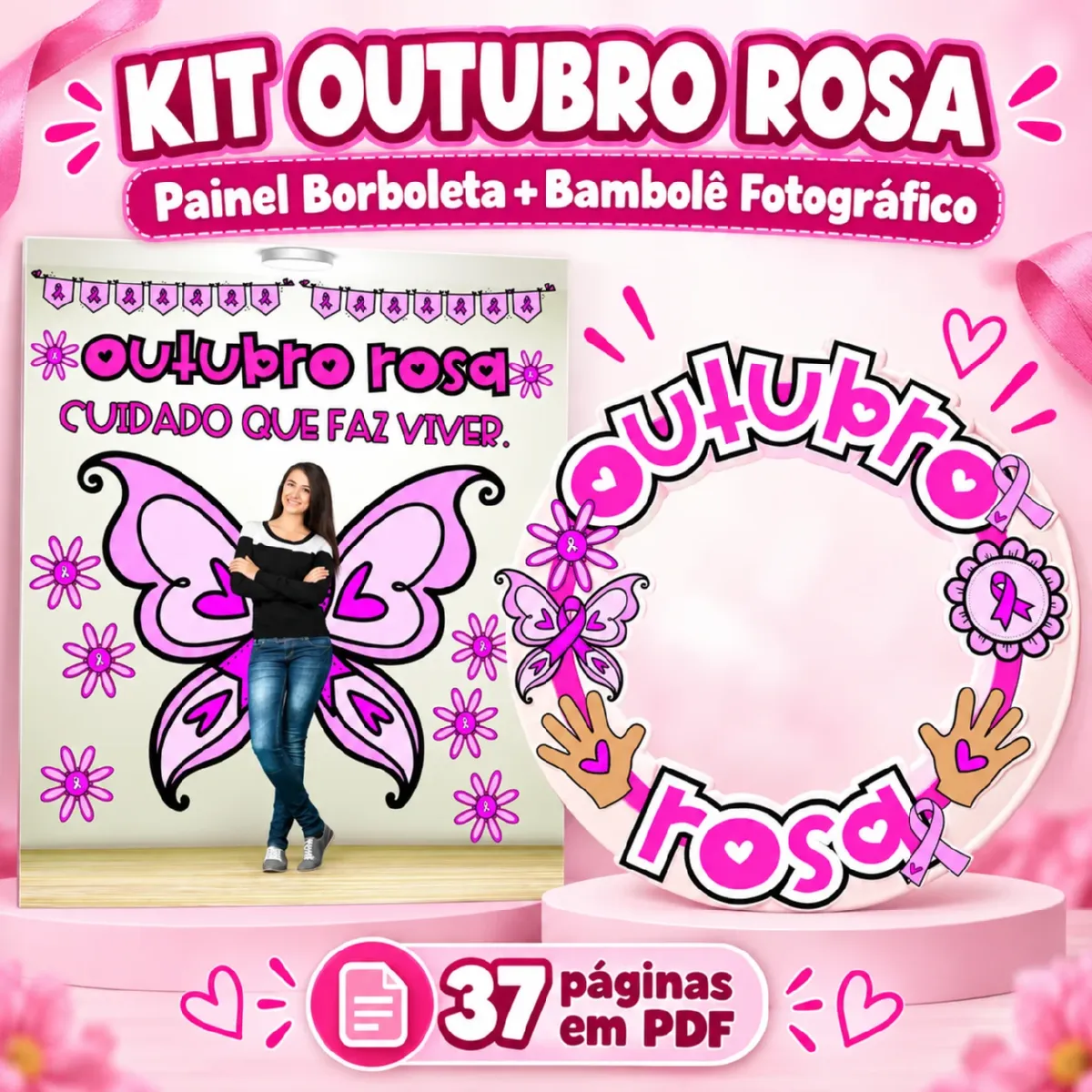 Kit Outubro Rosa para Imprimir – Painel Borboleta e Bambolê — Alfabetização para Educação Infantil: Kit Outubro Rosa com…