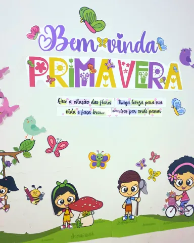 Kit Painel Bem-vinda Primavera para Imprimir – 39 Páginas — amostra 1: Kit de painel Bem-vinda Primavera com mural 3×3,…