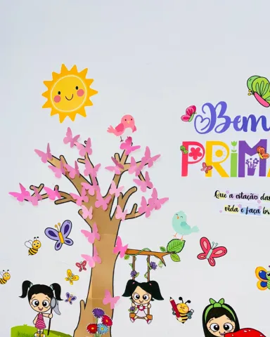 Kit Painel Bem-vinda Primavera para Imprimir – 39 Páginas — amostra 2: Kit de painel Bem-vinda Primavera com mural 3×3,…