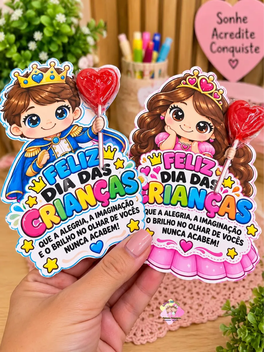 *🎀👑✨KIT PAINEL/CARTAZ E LEMBRANCINHA DAS CRIANÇAS – PRÍNCIPE E PRINCESA ✨👑🎀* — amostra 1: Material em pdf pronto para…