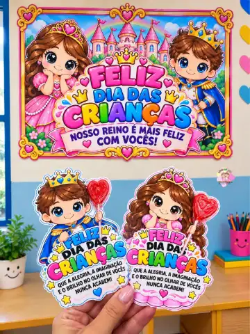 *🎀👑✨KIT PAINEL/CARTAZ E LEMBRANCINHA DAS CRIANÇAS – PRÍNCIPE E PRINCESA ✨👑🎀* — capa do material