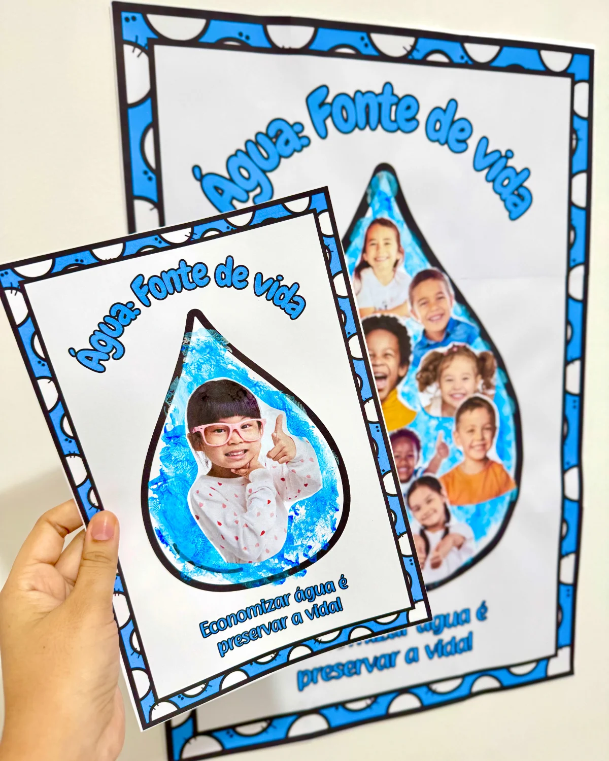 Kit Painel Colaborativo "Água: Fonte de Vida" com Foto dos Alunos — amostra 2: Formato e entrega