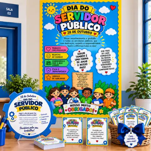 kit Painel Dia do Servidor Público – 16 Folhas A4 — capa do material
