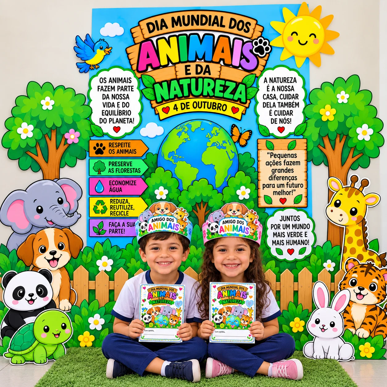 Kit Painel Dia Mundial dos Animais e da Natureza – 16 Páginas — amostra 1: kit Painel educativo sobre animais e natureza e…