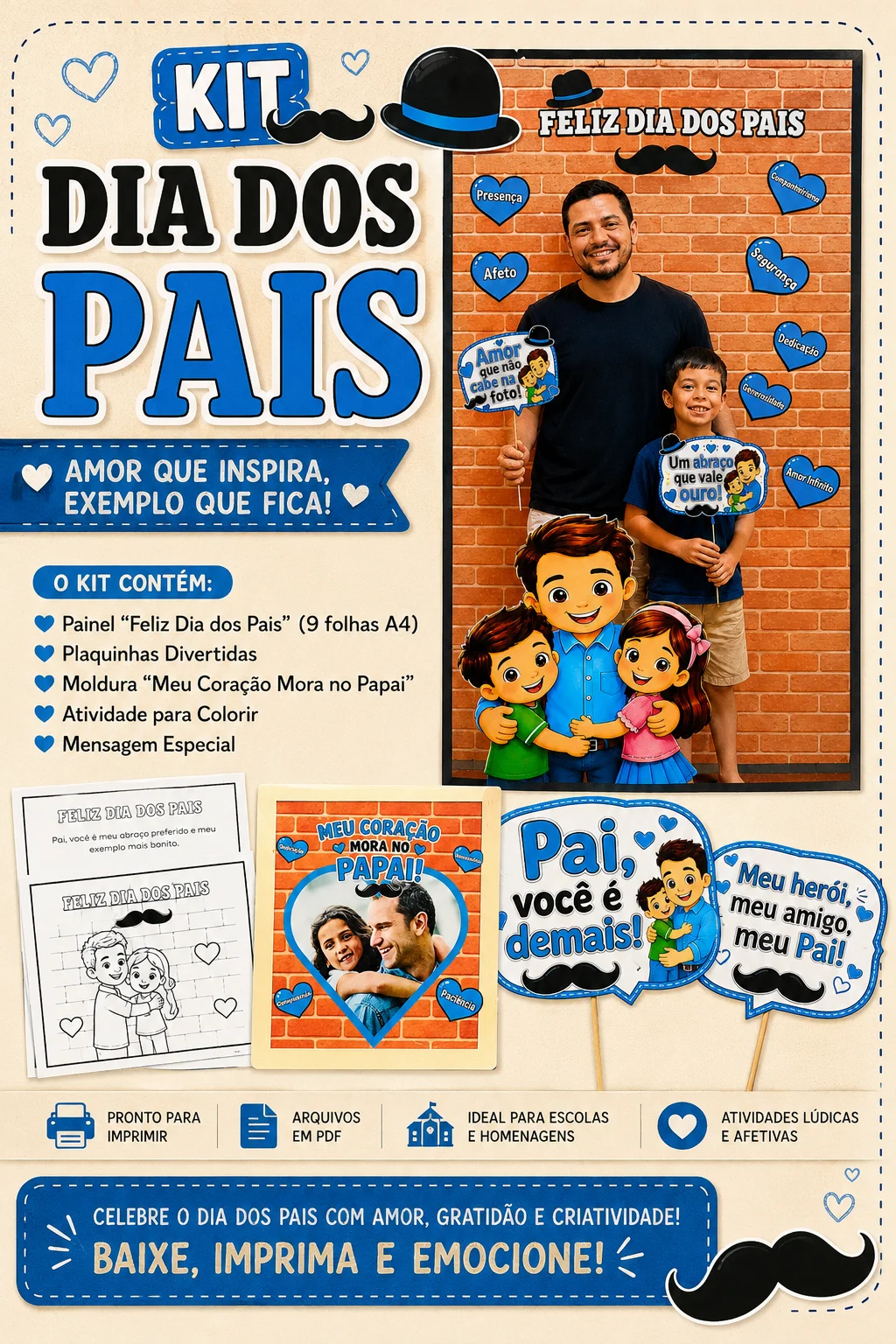 Kit painel e lembrancinha Dia dos pais anos iniciais — capa do material