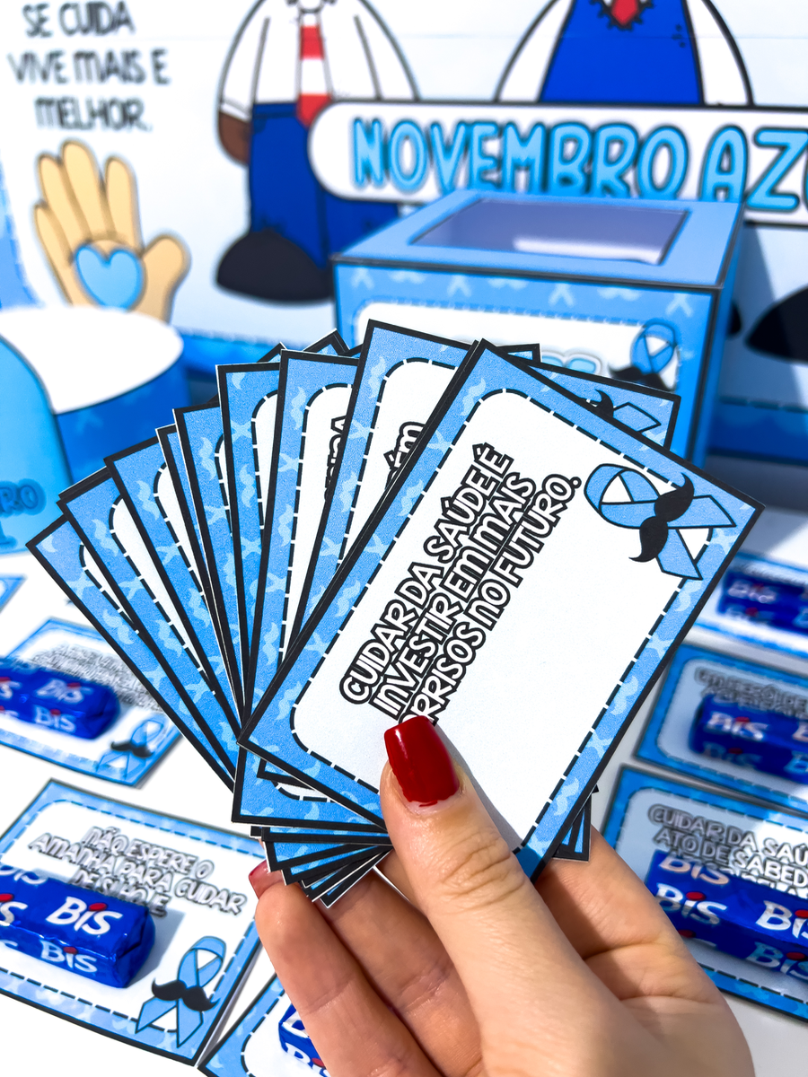 💙 🌈KIT PAINEL E LEMBRANCINHAS – NOVEMBRO AZUL 💙 💰7,50 💙Espalhe conscientização de forma leve e educativa! ✨ Este kit…