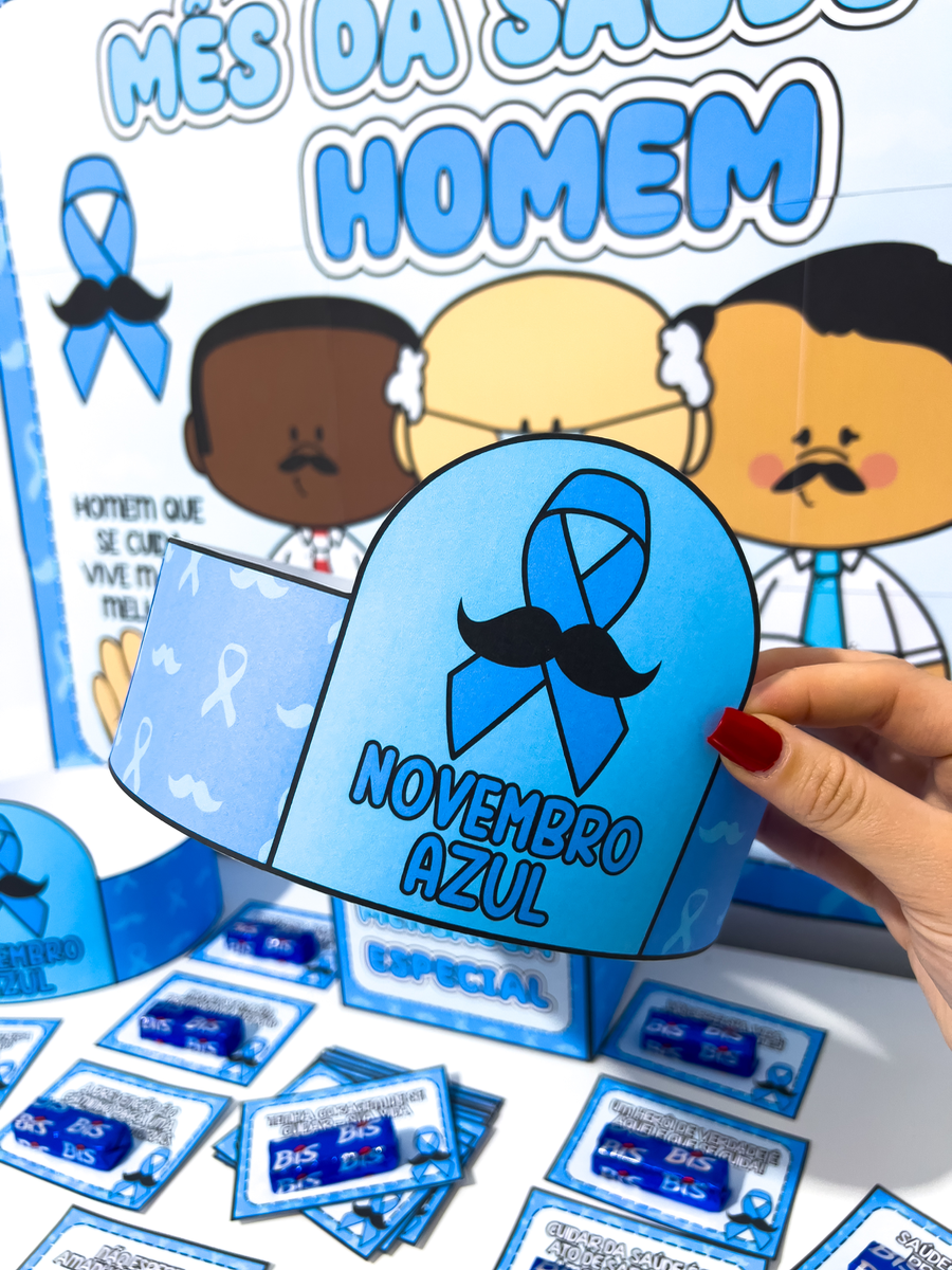 💙 🌈KIT PAINEL E LEMBRANCINHAS – NOVEMBRO AZUL 💙 💰7,50 💙Espalhe conscientização de forma leve e educativa! ✨ Este kit…
