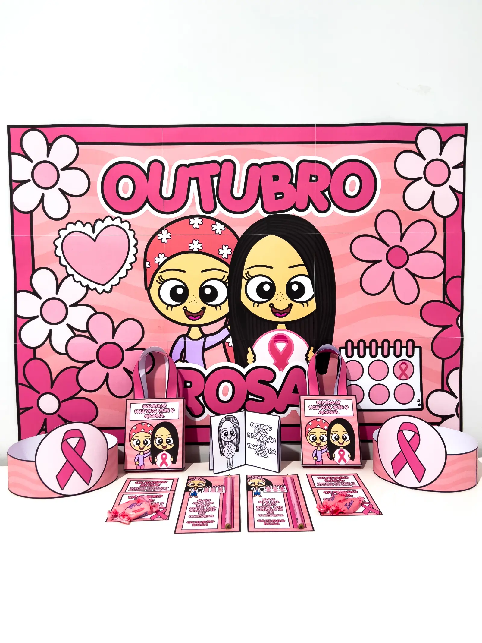 Kit Painel e Lembrancinhas Outubro Rosa – Educação Infantil — Datas comemorativas para Educação Infantil: Kit Outubro Rosa…