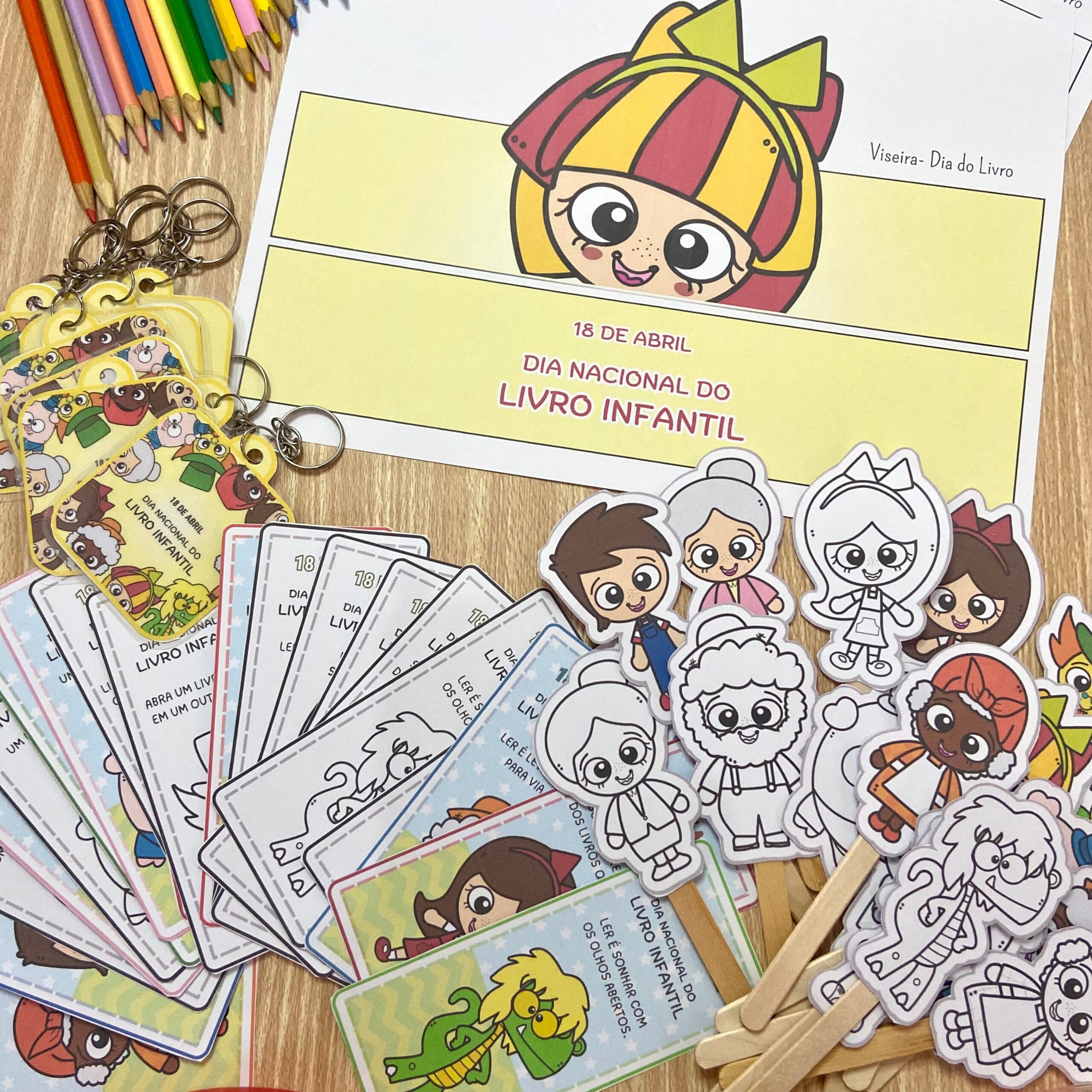 Kit: painel + lembrancinha do tema dia nacional do livro infantil – Material Pedagógico — Apostilas para Todas as séries:…