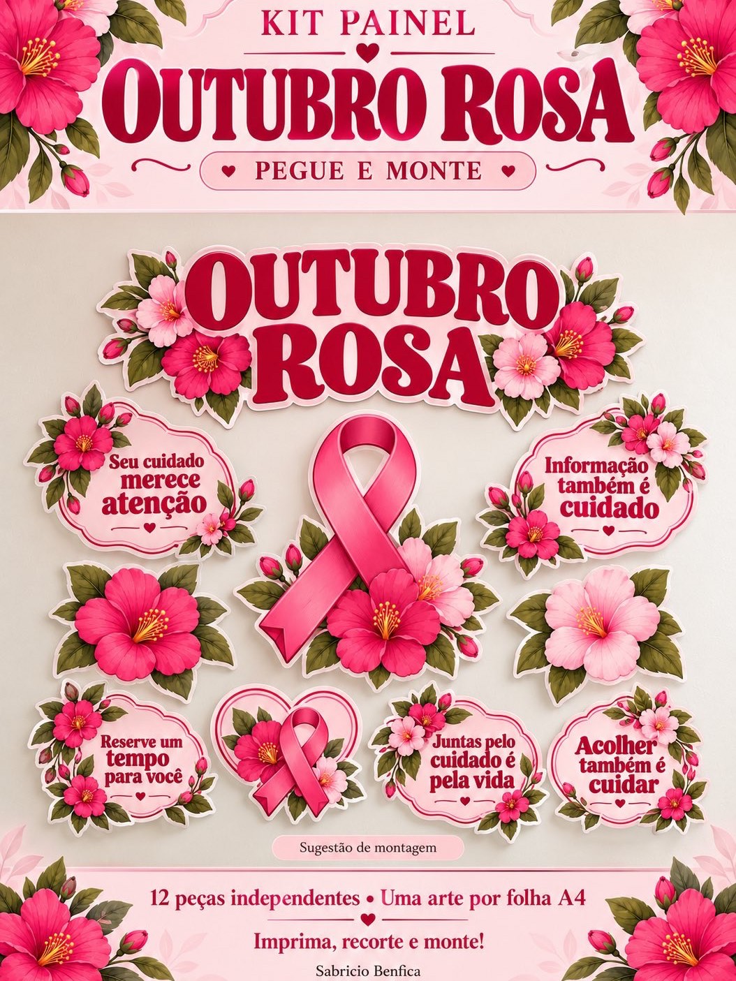 Kit Painel Outubro Rosa para Imprimir — Pegue e Monte — Datas comemorativas para Todas as séries: Monte seu painel Outubro…