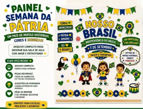 Kit Painel Semana da Pátria | 7 de Setembro — amostra 2: Deixe sua sala pronta para a Semana da Pátria com um painel… Kit Painel Semana da Pátria | 7 de Setembro — amostra 2: Deixe sua sala pronta para a Semana da Pátria com um painel…