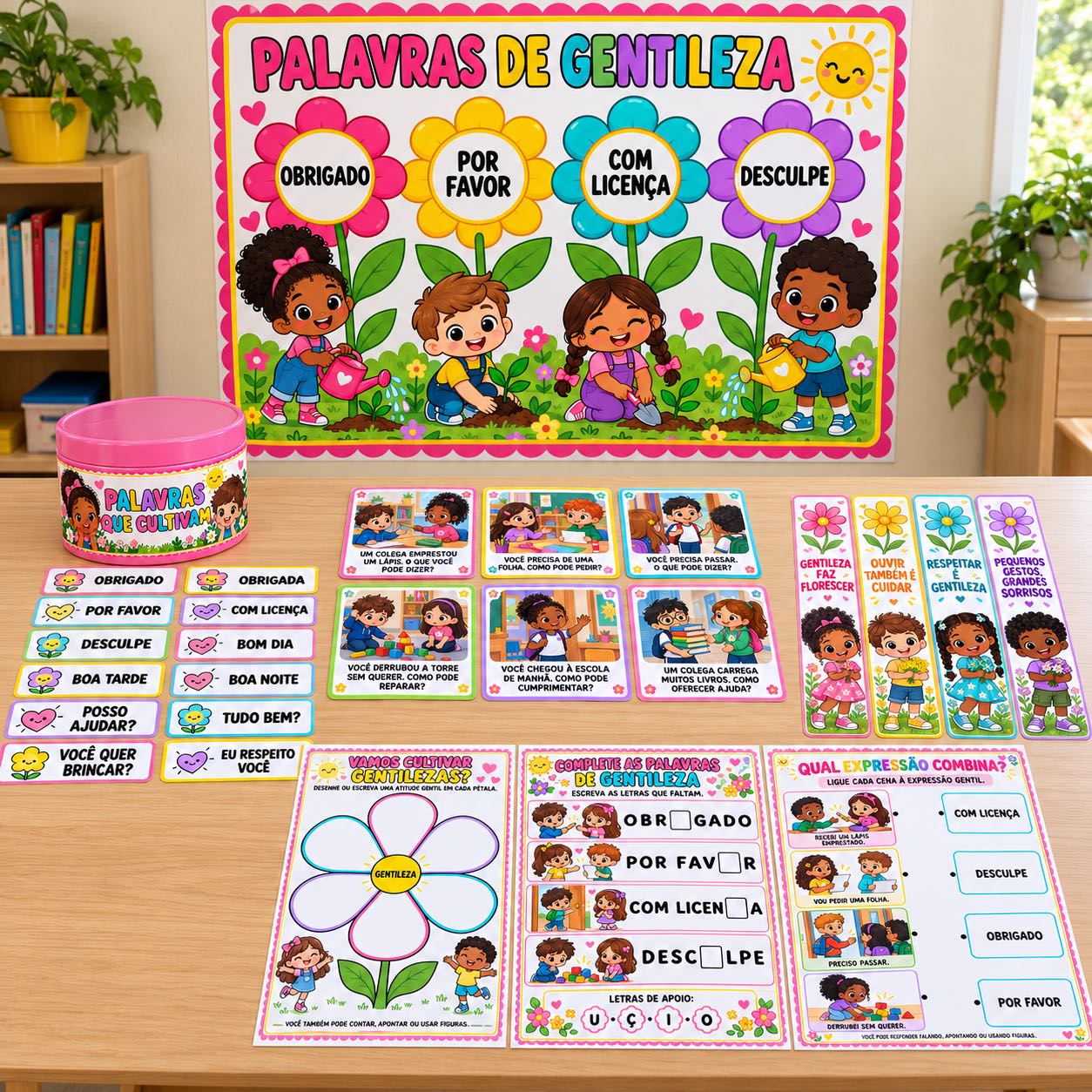 Kit Palavras de Gentileza – Atividades Socioemocionais anos iniciais — amostra 2: Kit pedagógico com painel, fichas, cards,… Kit Palavras de Gentileza – Atividades Socioemocionais anos iniciais — amostra 2: Kit pedagógico com painel, fichas, cards,…