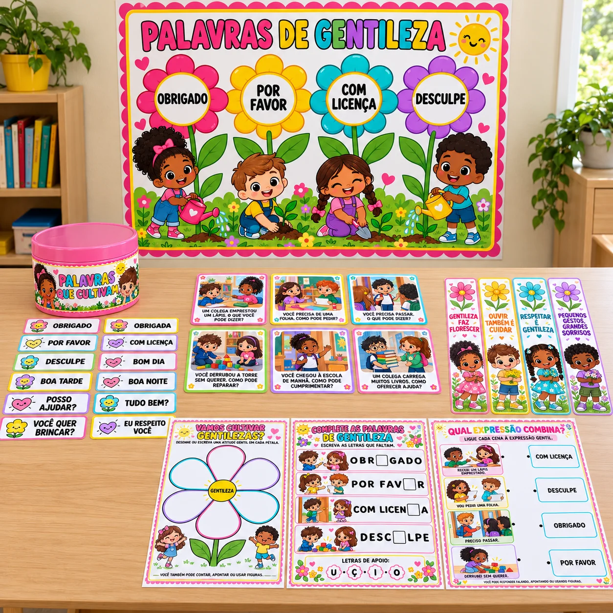 Kit Palavras de Gentileza – Painel + Atividades Interativas PDF — Alfabetização para Educação Infantil: Kit Palavras de…