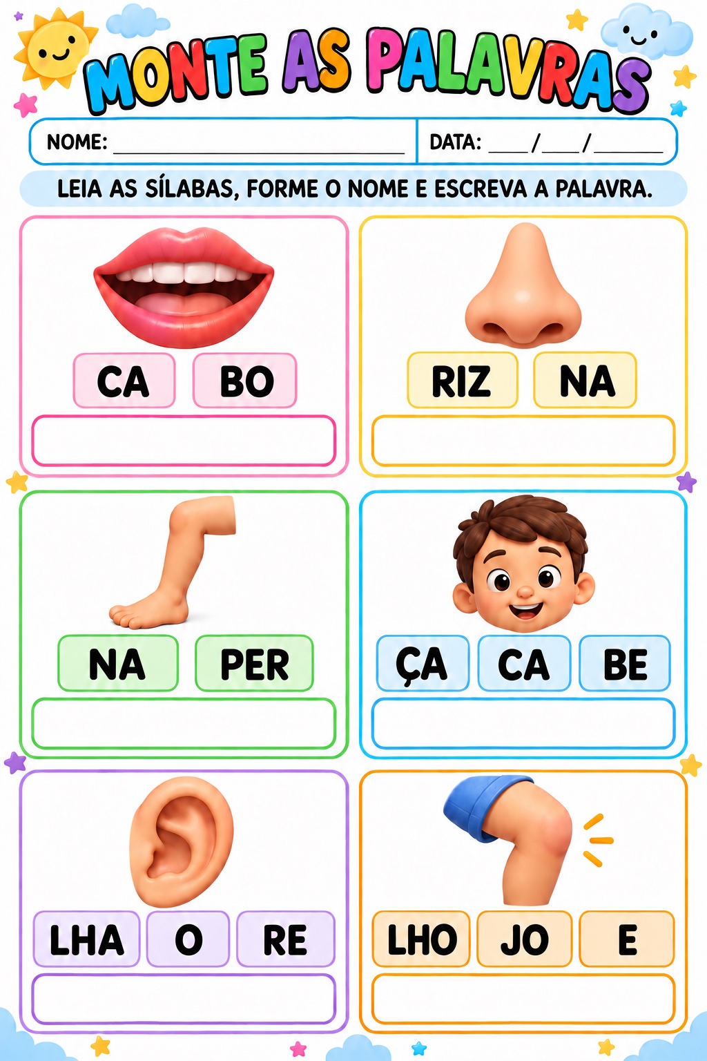 Kit Partes do Corpo para Educação Infantil e Anos Iniciais — amostra 5: Um kit para aprender as partes do corpo brincando