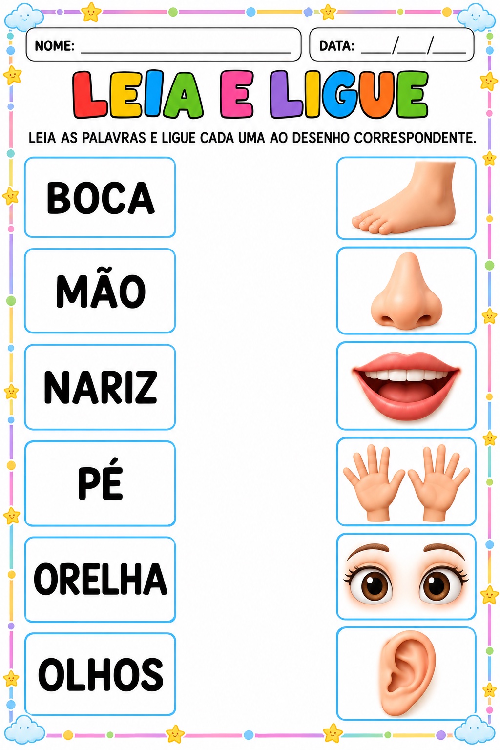 Kit Partes do Corpo para Educação Infantil e Anos Iniciais — amostra 7: Um kit para aprender as partes do corpo brincando