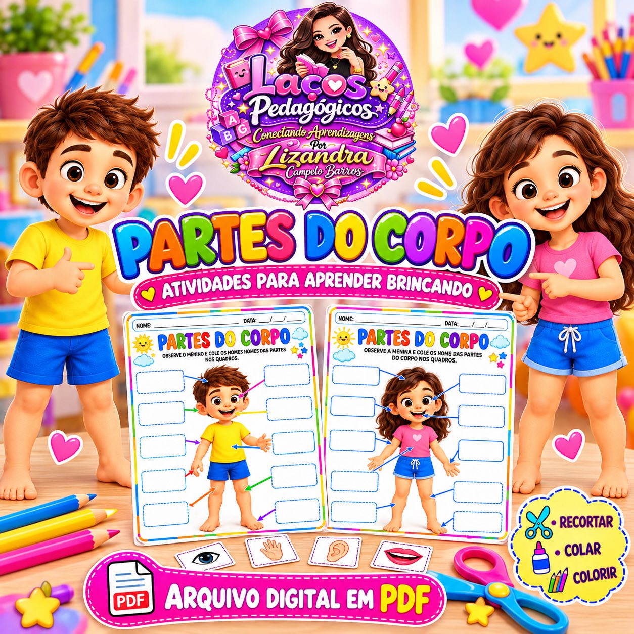 Kit Partes do Corpo para Educação Infantil e Anos Iniciais — Alfabetização para Educação Infantil: Um kit para aprender as…