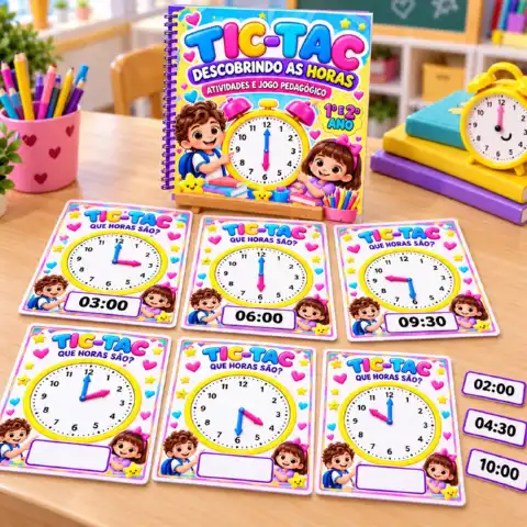 Kit Pedagógico Horas: Tic-Tac - Atividades e Jogos — amostra 2: Aprenda as horas brincando