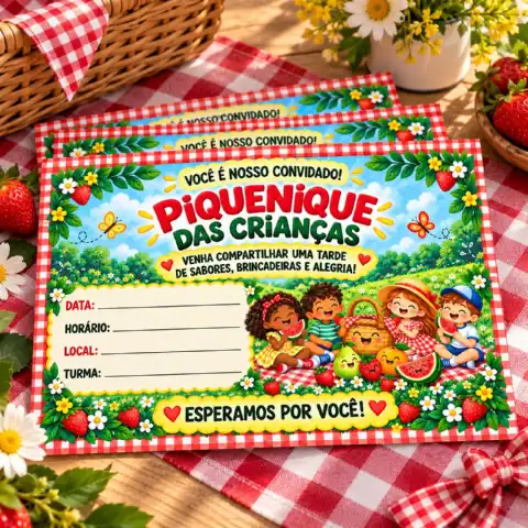 Kit Piquenique das Crianças para Imprimir — Painel, Tags e Convites — amostra 2: Deixe o piquenique da turma mais especial…