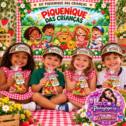 Kit Piquenique das Crianças para Imprimir — Painel, Tags e Convites — capa do material