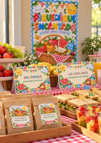 Kit Piquenique Encantado para Decoração Infantil — amostra 2: O que está incluído Kit Piquenique Encantado para Decoração Infantil — amostra 2: O que está incluído