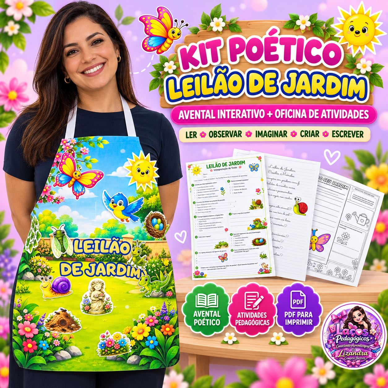 Kit Poema Leilão de Jardim: Avental Poético e Atividades — capa do material