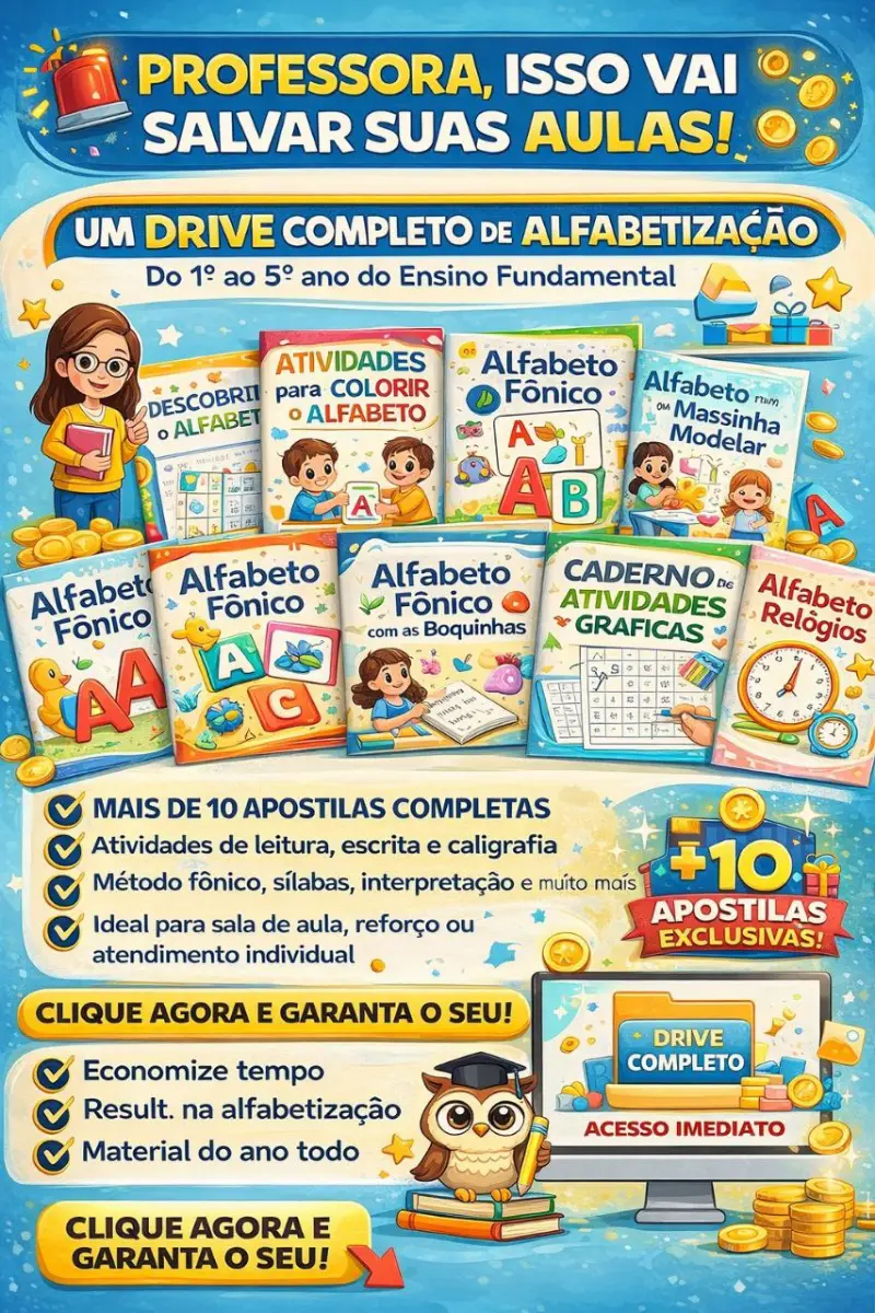 Kit Português PLR: 1.000 atividades de alfabetização — amostra 1: Kit Português Fundamental PLR: 1