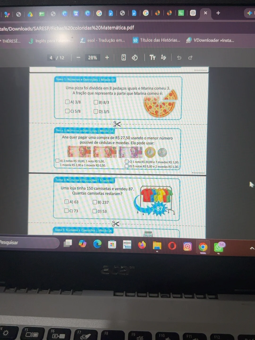 Kit Preparação SARESP | 5º Ano – Português e Matemática — amostra 1: 📚 KIT PREPARAÇÃO SARESP — 5º ANO