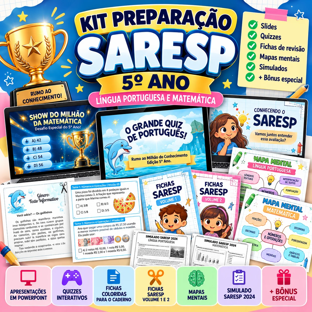 Kit Preparação SARESP | 5º Ano – Português e Matemática — capa do material