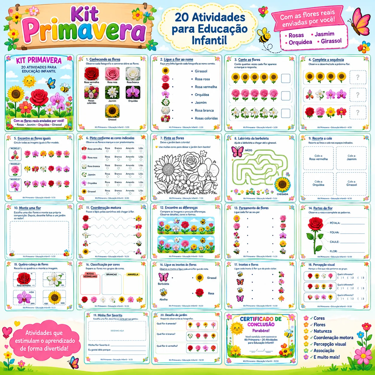 Kit Primavera: 20 Atividades Lúdicas para Educação Infantil em PDF — amostra 1: 🌸 Kit Primavera – 20 Atividades para…