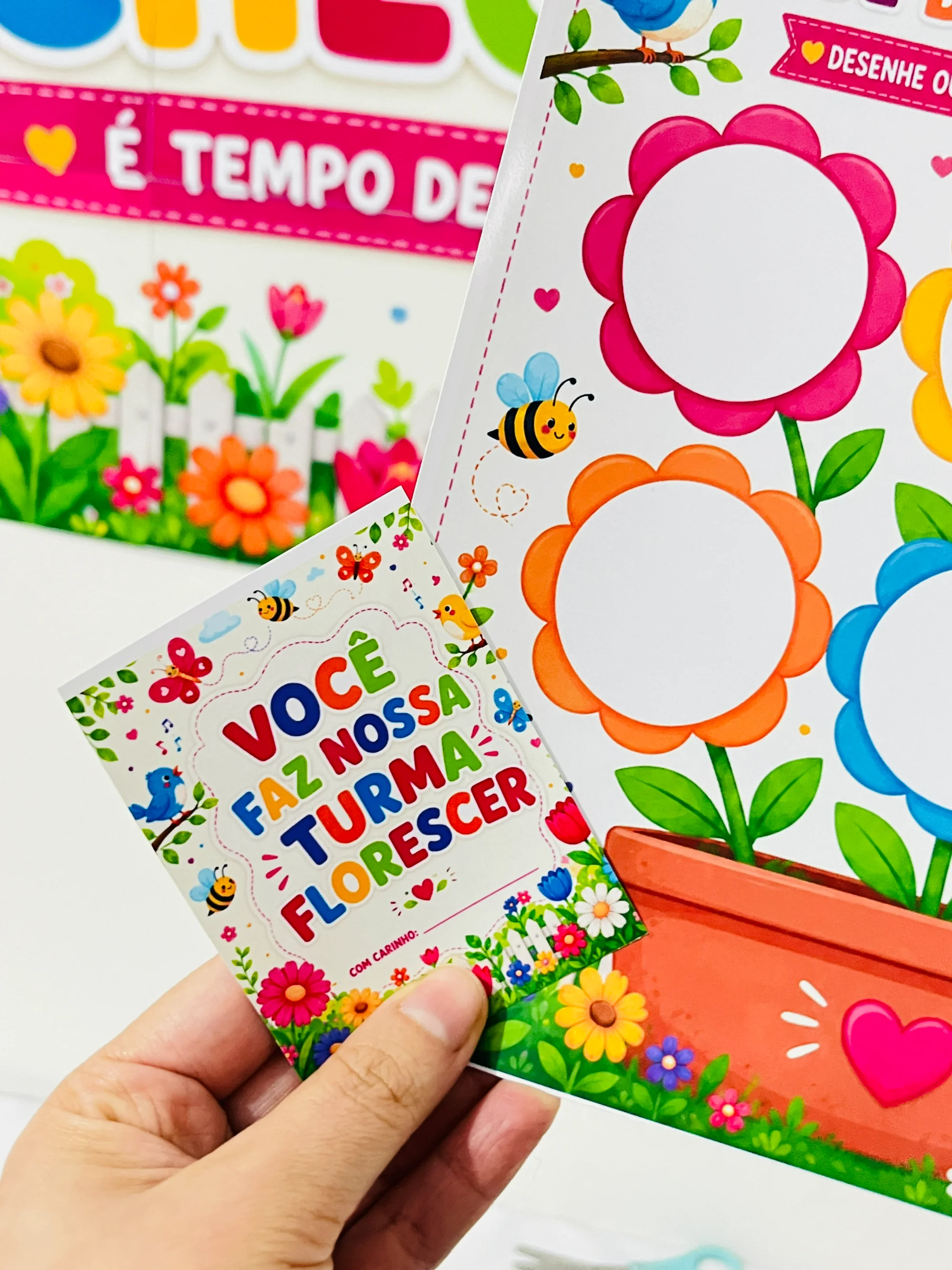 Kit Primavera para Educação Infantil: Painel, Atividade e Lembrancinhas — amostra 1: 🌸 O que você recebe: