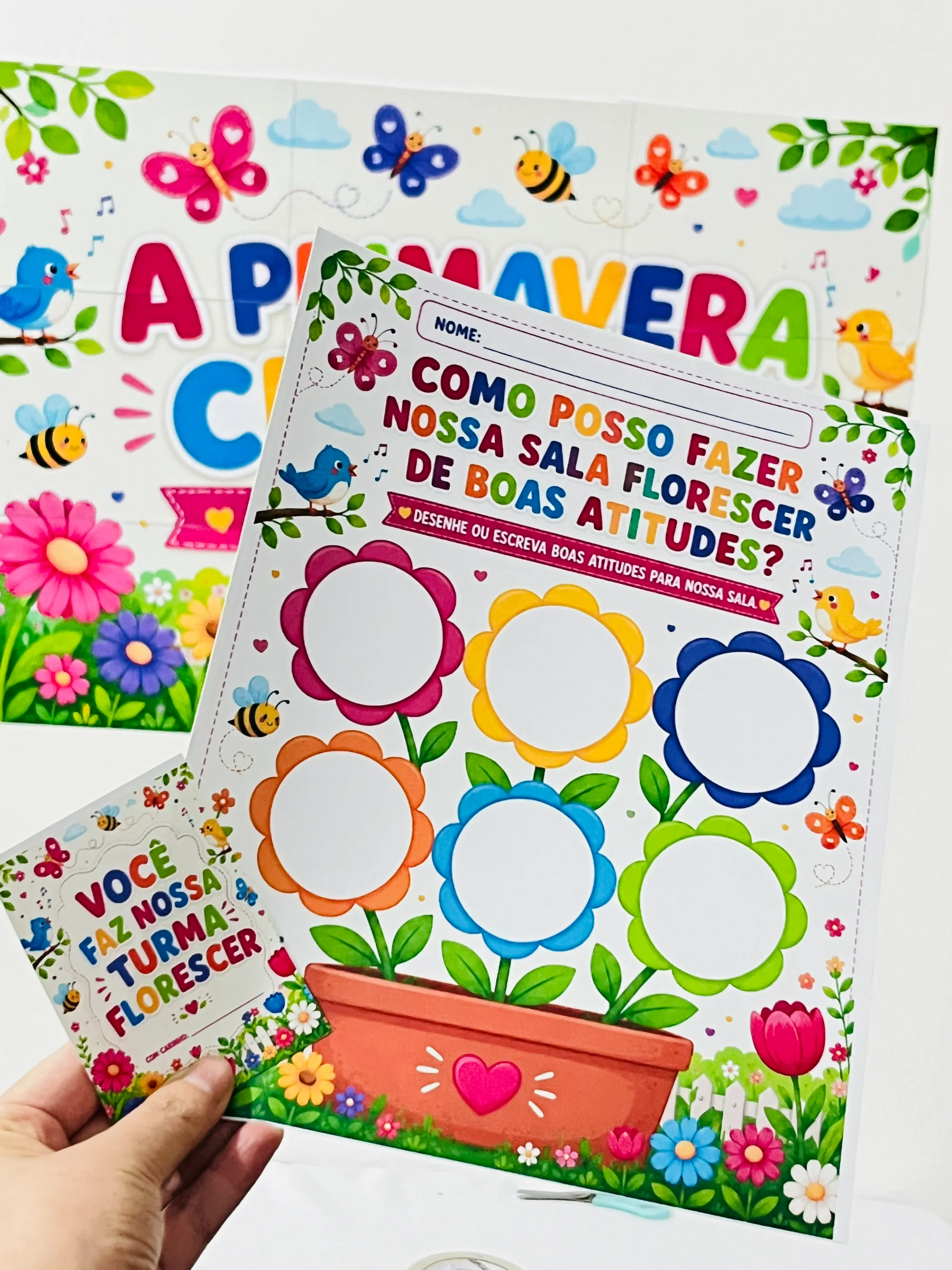 Kit Primavera para Educação Infantil: Painel, Atividade e Lembrancinhas — amostra 4: Kit Primavera completo para Educação…