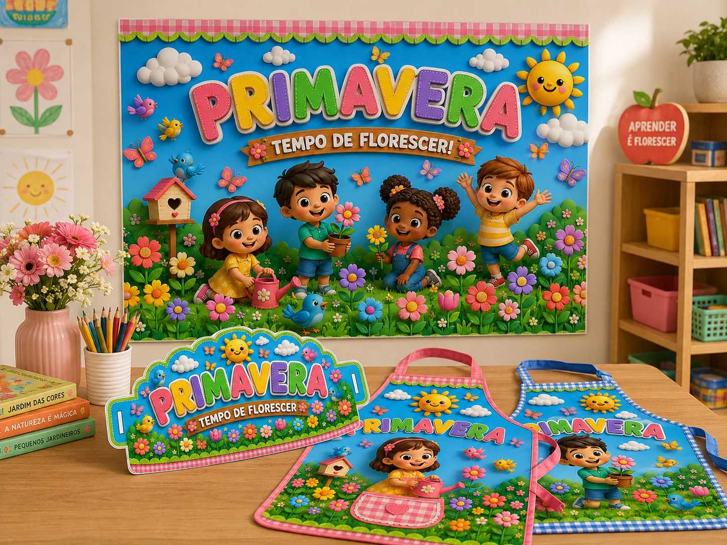 Kit Primavera – Tempo de Florescer | Educação Infantil — amostra 1: Kit Primavera – Tempo de Florescer com painel, coroa e… Kit Primavera – Tempo de Florescer | Educação Infantil — amostra 1: Kit Primavera – Tempo de Florescer com painel, coroa e…