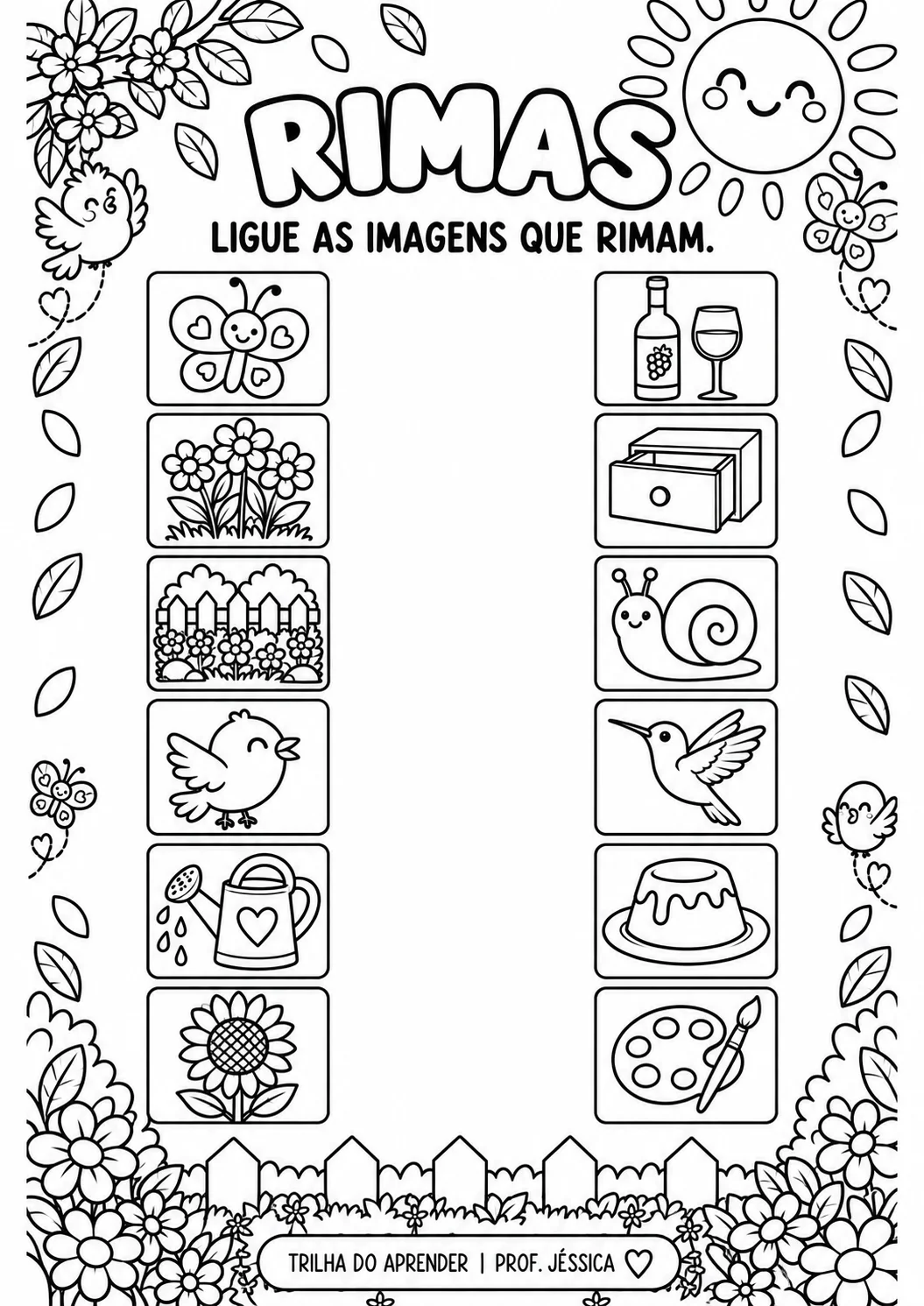 Kit Primavera – Versão Preto e Branco | Jardim II e 1º Ano — amostra 3: Versão em preto e branco do Kit Primavera, pronta…