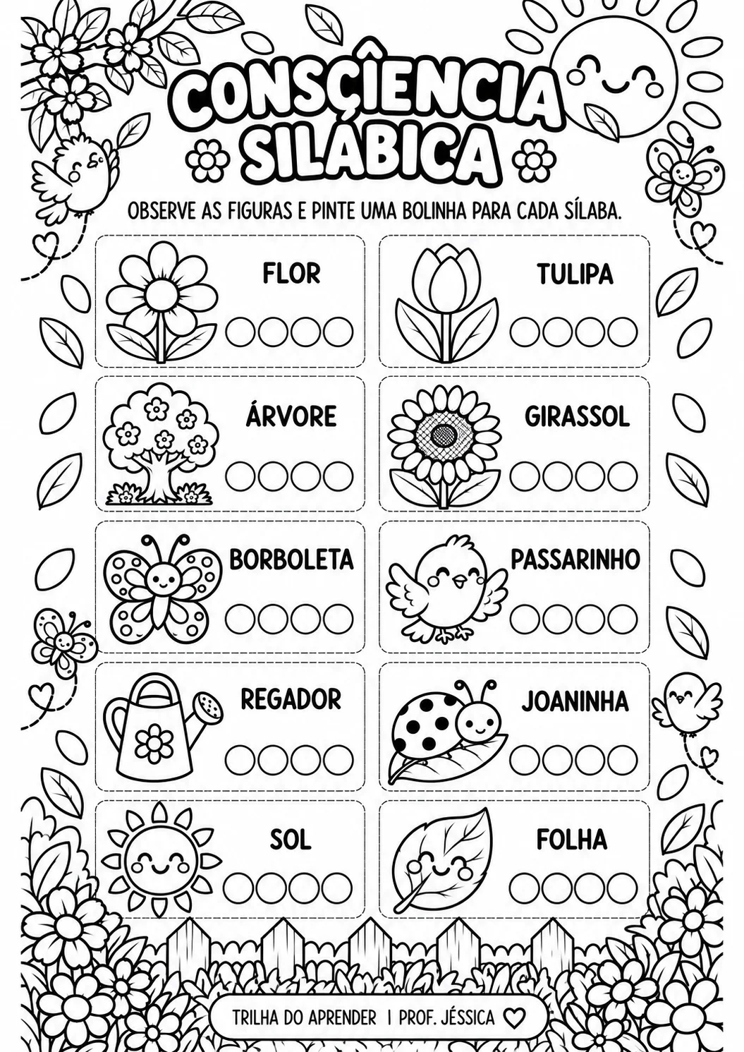 Kit Primavera – Versão Preto e Branco | Jardim II e 1º Ano — amostra 4: Versão em preto e branco do Kit Primavera, pronta…