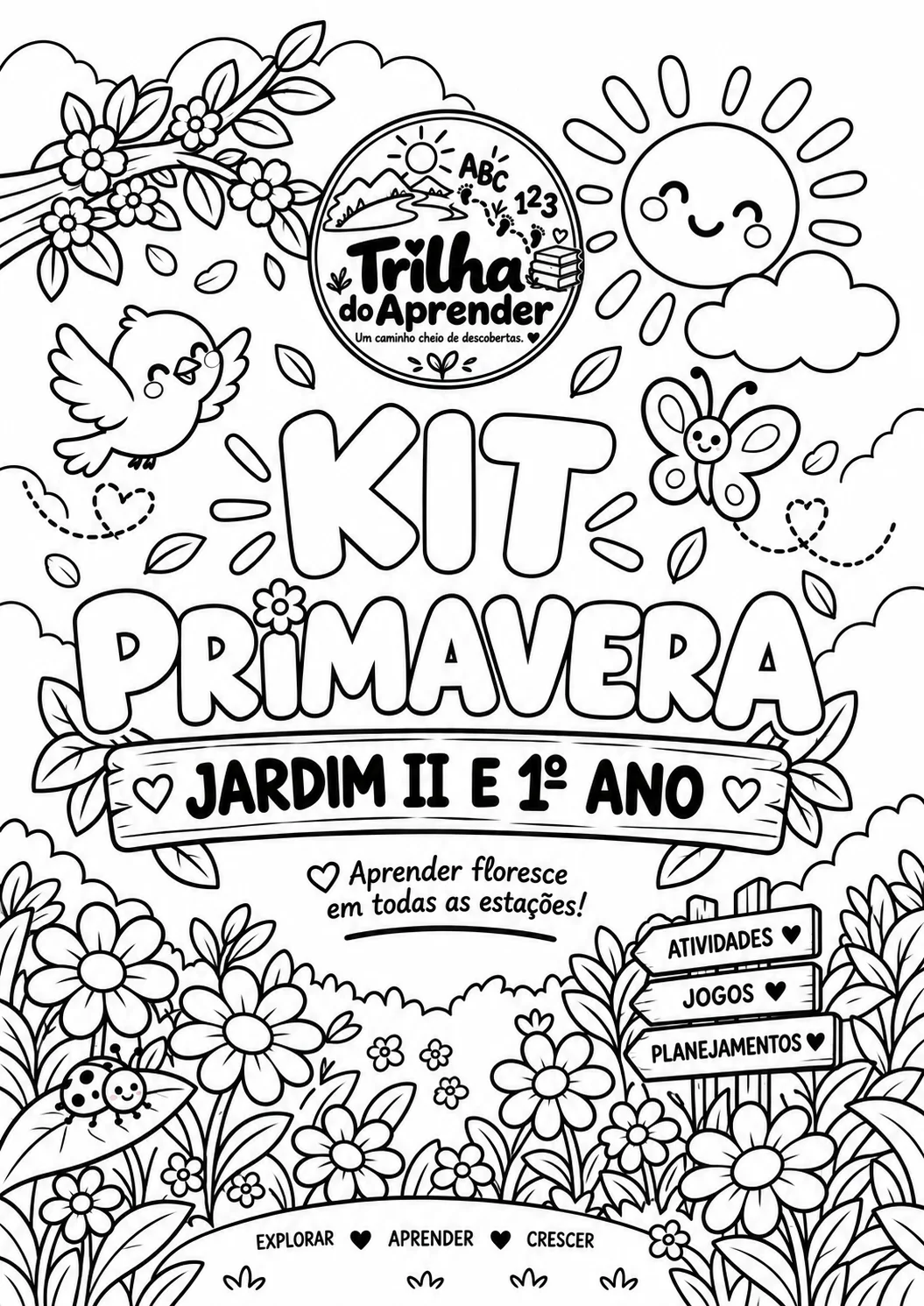 Kit Primavera – Versão Preto e Branco | Jardim II e 1º Ano — capa do material