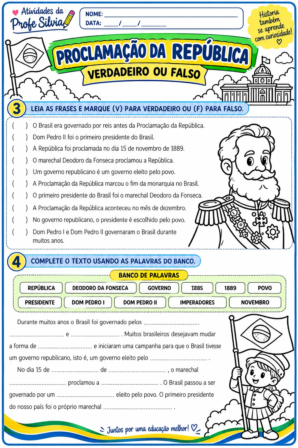 Kit Proclamação da República – 4º e 5º Ano — amostra 2: Kit pedagógico sobre a Proclamação da República para o 4º e 5º ano,…