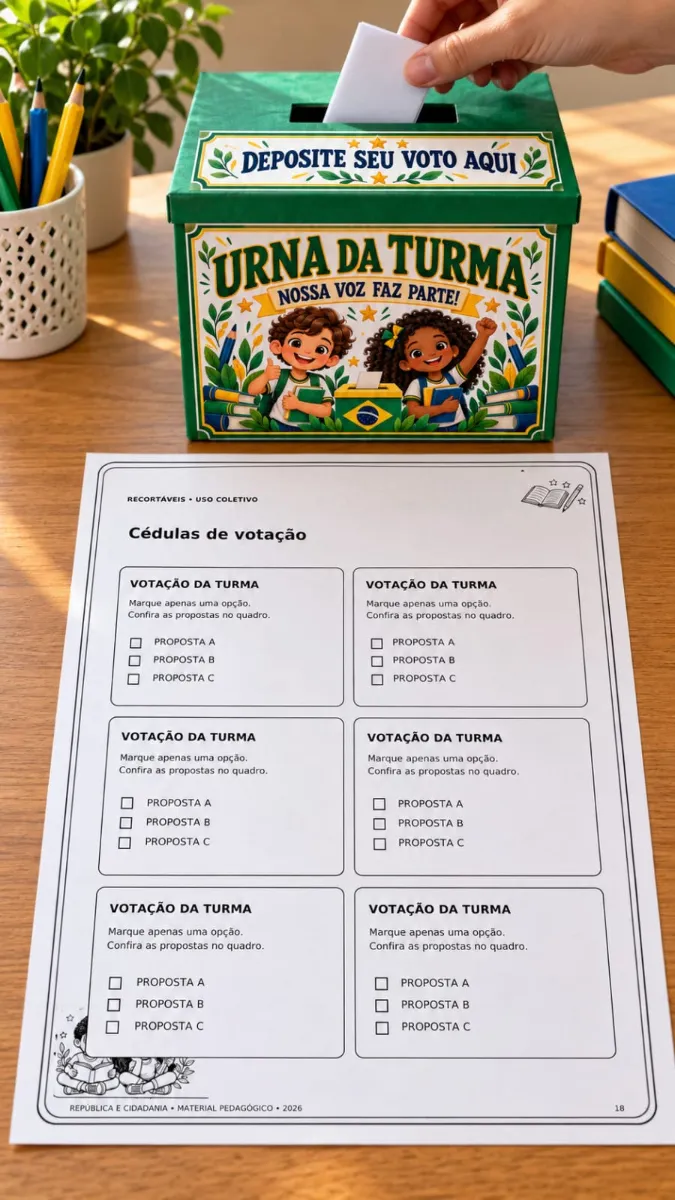 Kit Proclamação da República em PDF com 40 páginas, painel, urna, votação, cartões de cidadania e atividades do 1º ao 7º…