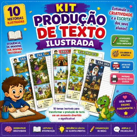 Kit Produção de Texto Ilustrada – Ensino Fundamental I — capa do material