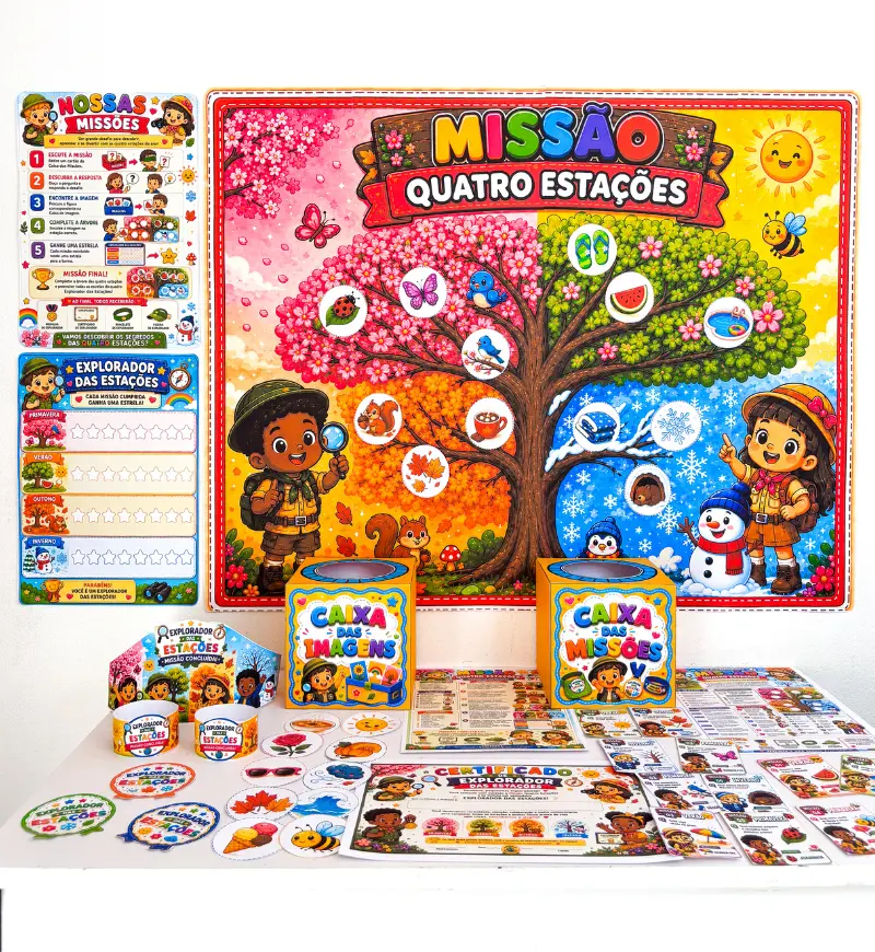 Kit Quatro Estações: Missões Interativas em PDF para Imprimir — capa do material