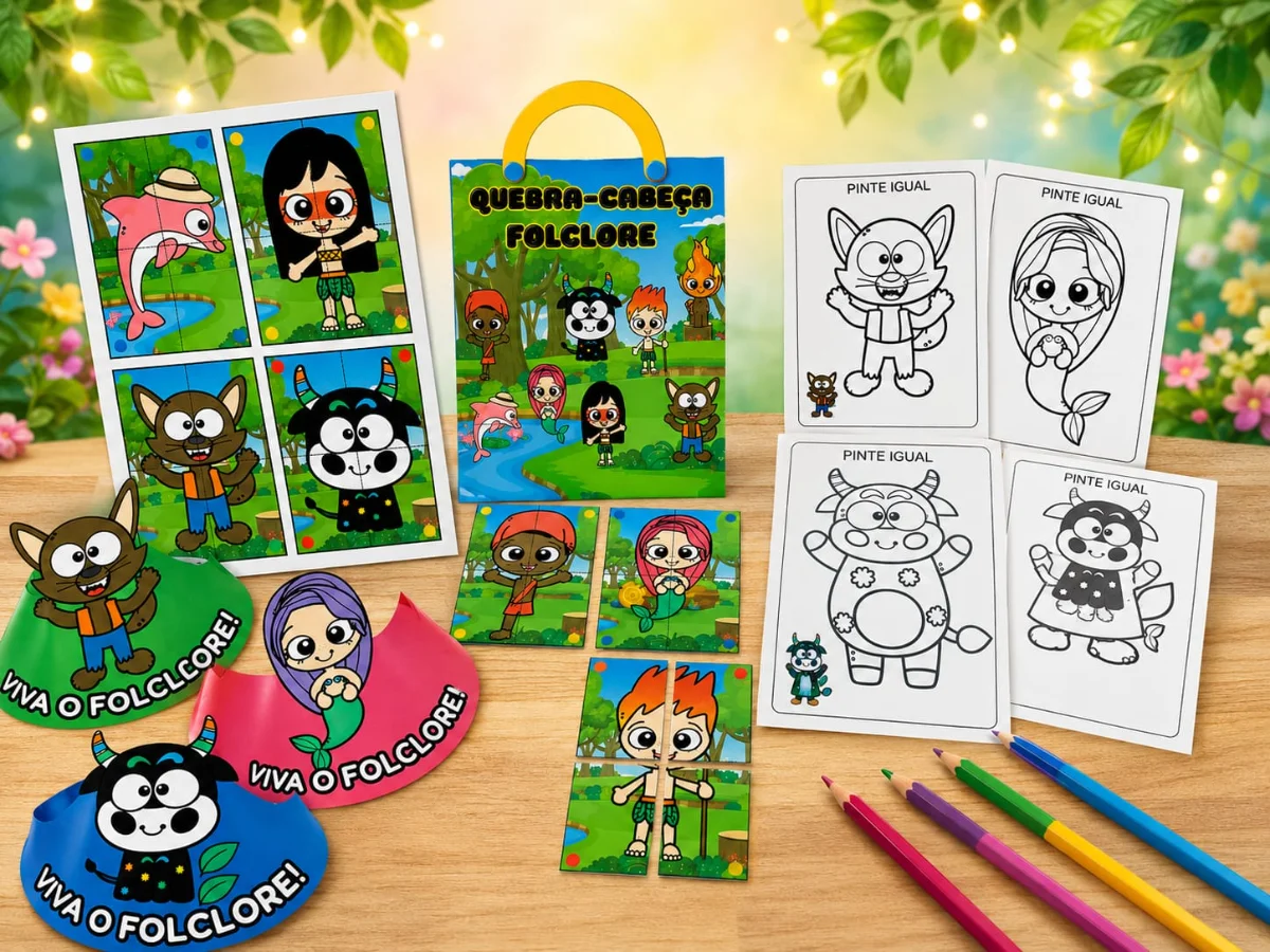 Kit Quebra cabeça do folclore + viseira — Alfabetização para Educação Infantil: 💥Kit quebra cabeça Folclore Ideal para…