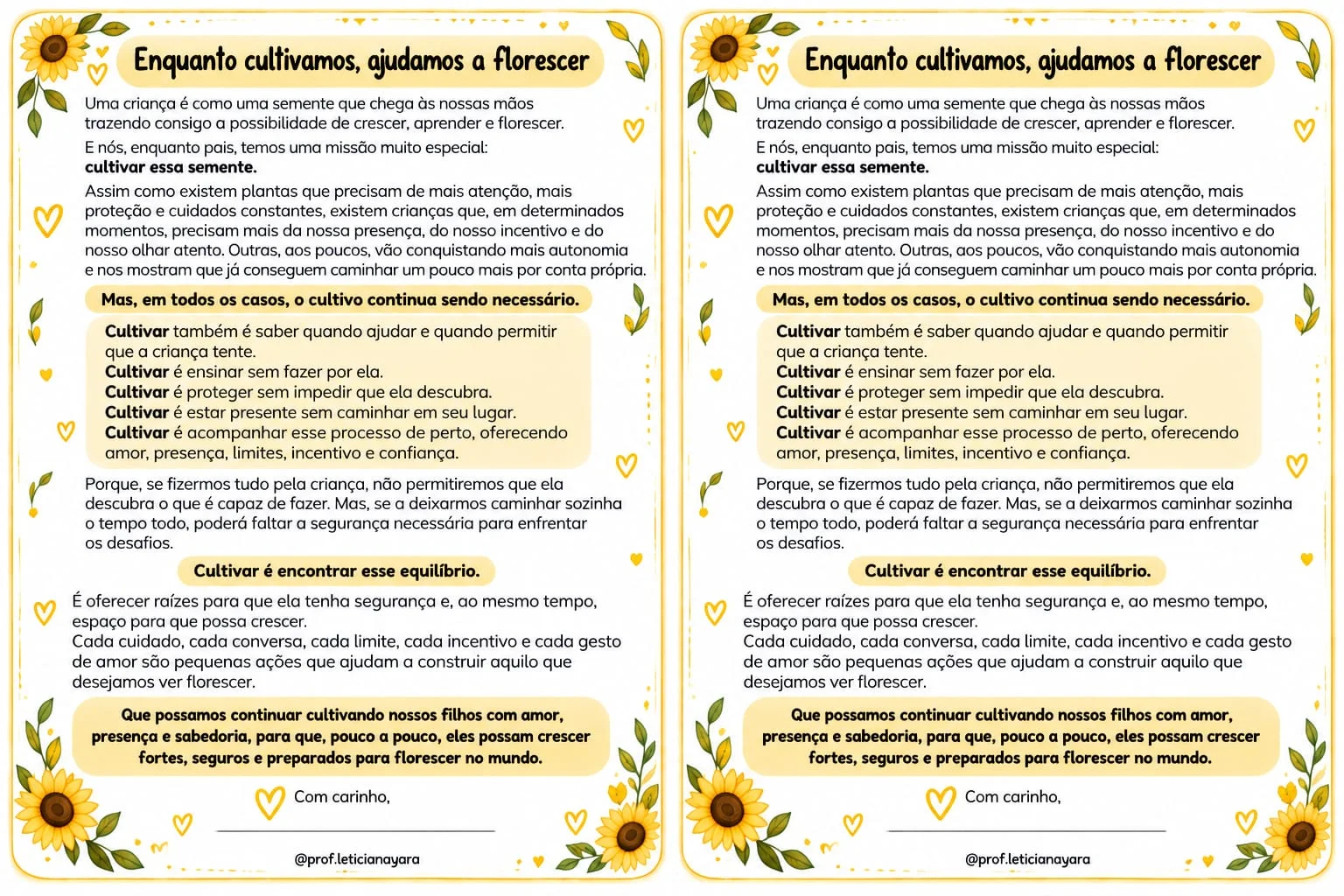Kit Reunião de Pais com painel - Tema girassol — amostra 2: O QUE ESTÁ INCLUSO