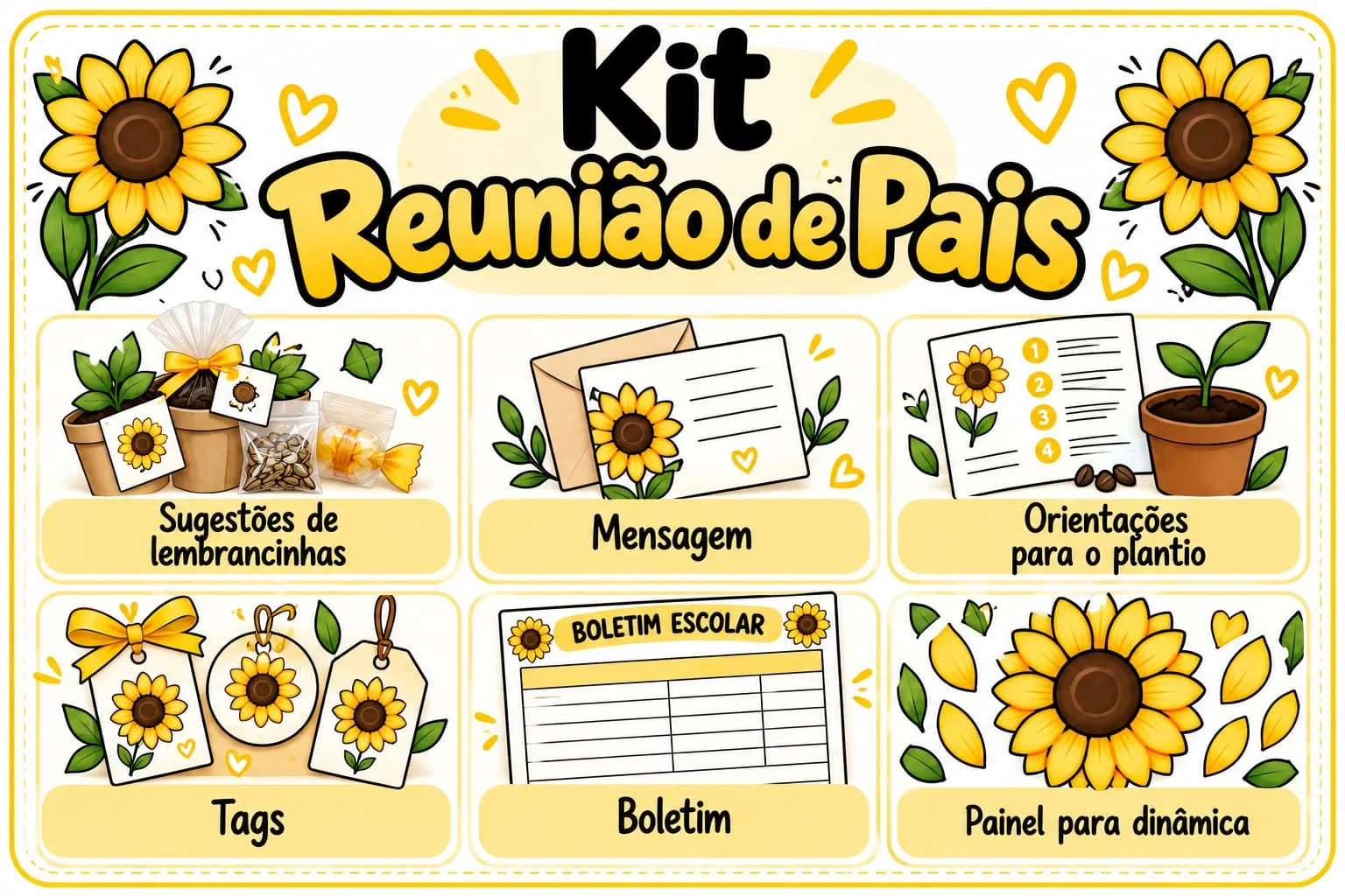 Kit Reunião de Pais com painel - Tema girassol — capa do material