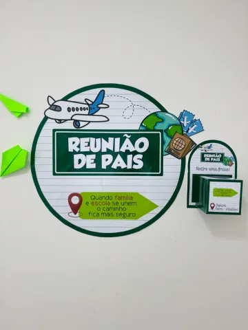 Kit Reunião de Pais e Responsáveis – Painel, Pauta e Lembranças — amostra 4: Kit para reunião de pais com painel em 15…