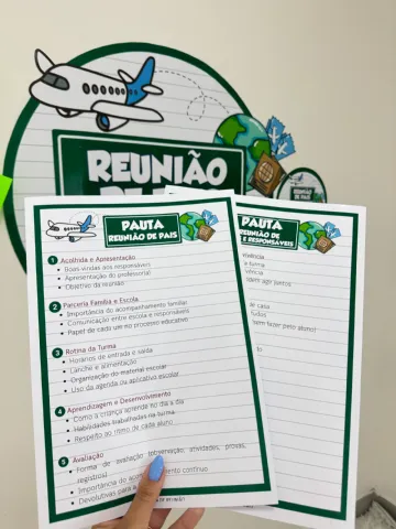Kit Reunião de Pais e Responsáveis – Painel, Pauta e Lembranças — amostra 6: Kit para reunião de pais com painel em 15…