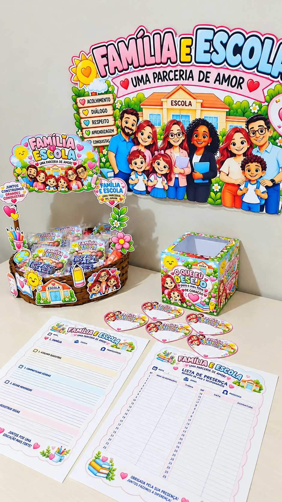 💖🏫 KIT REUNIÃO DE PAIS – FAMÍLIA E ESCOLA — Alfabetização para Educação Infantil: Um kit lindo, completo e cheio de…