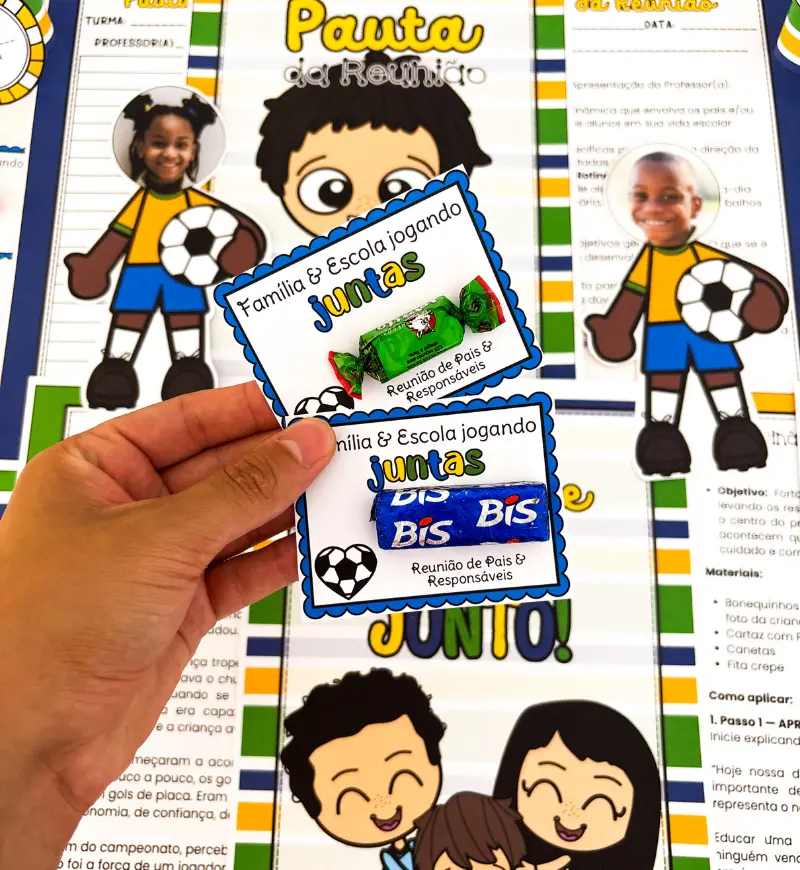 Kit Reunião de Pais Futebol: Jogando no Mesmo Time — amostra 2: O que vem no material